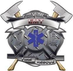 EMT Firefighter Fire Rescue Decal _ 12 inch  h _  inch View Thru inch