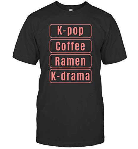 K Pop Coffee Ramen K Drama Funny Korean Fashion T_Shirt _Black L_