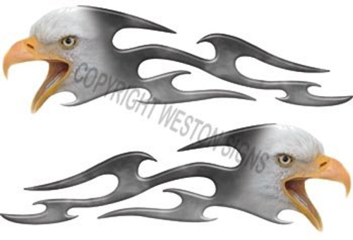 Tribal Gray Eagle Flames _ 3.75 inch h x 12 inch w _ REFLECTIVE Tribal Gray Eagle Flames _ 3.75 inch h x 12 inch w _ REFLECTIVE