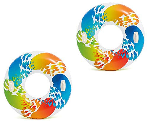 Intex Inflatable 47 inch  Color Whirl Tube Swimming Pool Raft with Handles _2 Pack_