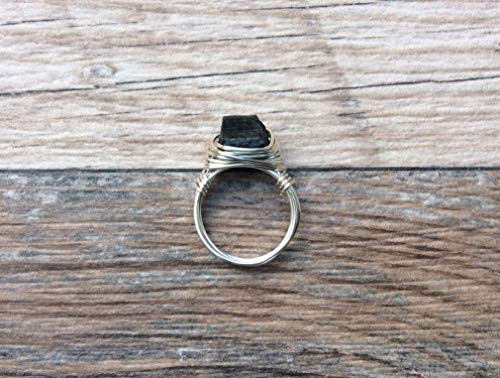 Raw Black Tourmaline ring_ Sterling Silver_ grounding_ protection
