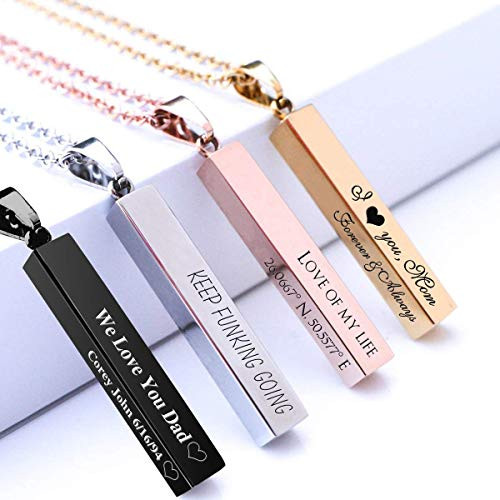 Engravable Vertical 3D Bar Pendant 