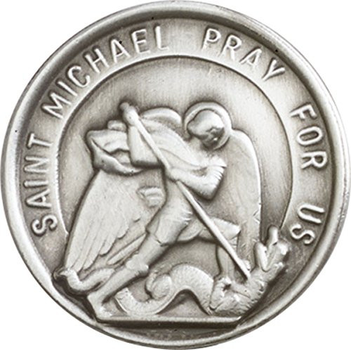 F A Dumont Antique Silver St. Michael The Archangel Visor Clip