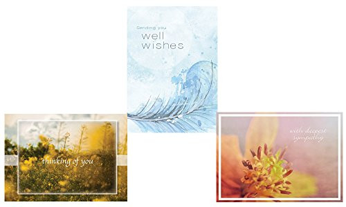 Sympathy and Get Well Greeting Card Assortment - VP1703. Greeting Cards Featuring One Get Well and Two Sympathy Cards. Box Set Has 25 Greeting Cards and 26 Bright White Envelopes.