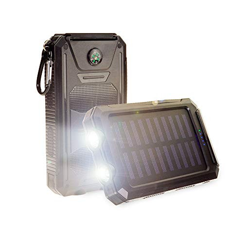 RenGard Solar Panel Phone Battery Portable Charger 10_000 mAh for Smartphones and Tablets _ Input Port Dual Flashlight _ Compass _ Solar Power Bank _Black_ RenGard Solar Panel Phone Battery Portable Charger 10_000 mAh for Smartphones and Tablets _ Input Port Dual Flashlight _ Compass _ Solar Power Bank _Black_