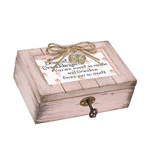 Cottage Garden Grandma Loves You So Much Blush Pink Locket Petite Music Box Plays You Light Up My Life