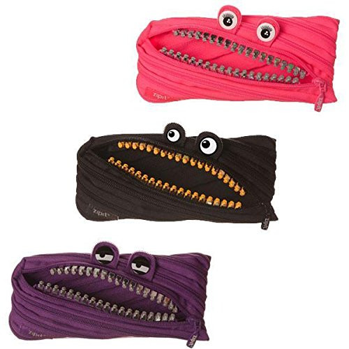 ZIPIT Grillz Pencil Case, 3-Pack (Pink, Purple, Black)