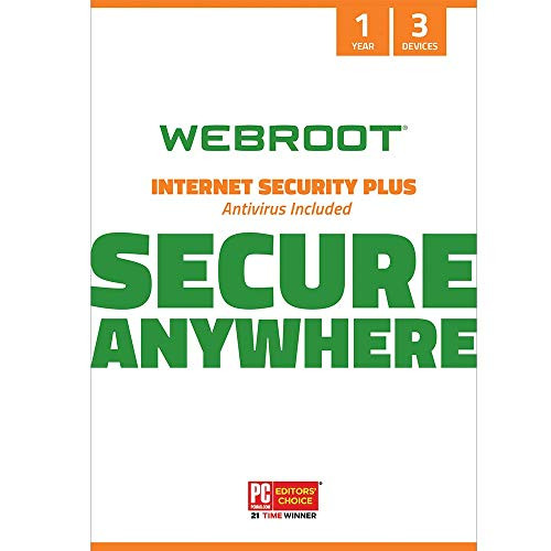 Webroot Internet Security Plus with Antivirus Protection Software _ 3 Device _ 1 Year Subscription _ PC Mac CD with Keycard
