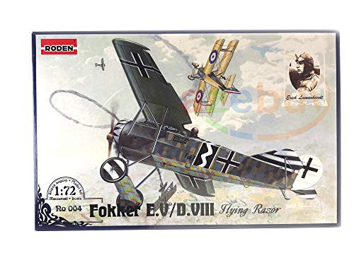 Fokker E.V D.VIII German Fighter Aircraft WWI 1 72 Plastic Model Kit Roden 004