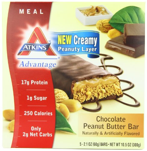 Atkins Advantage Bars_ Chocolate Peanut Butter_ 2.1_Ounce Bars 5 count_ _Pack of 2_