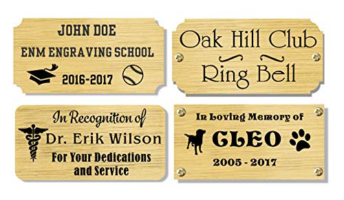 2 inch  H x 3 inch  W_ Custom Engraved Solid Metal Name Plates_ Brass Silver Black Colors_ Satin Brush Polished Finish_ Nameplate Memorial_ Made in USA _Satin Gold Color Brass_ 2 inch  H x 3 inch  W_