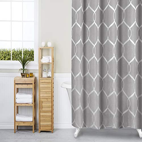 Duck River Textile Quey Geometric Mildew Resistant Shower Curtain Liner Waterproof | Water Repellent & Antibacterial-Assorted Colors, 70 x 70 Inch, Grey