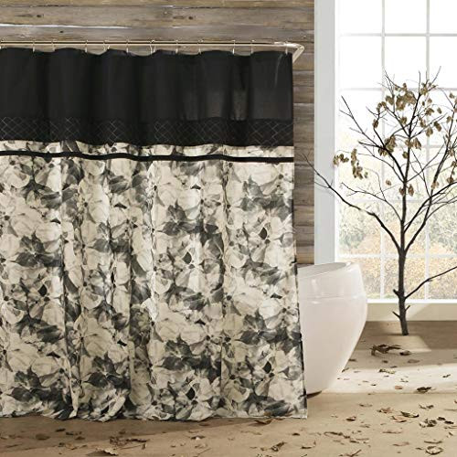 kensie Rhea Geometric Mildew Resistant Shower Curtain Liner Waterproof | Water Repellent & Antibacterial-Assorted Colors, 70 x 72 Inch, Black & Off White