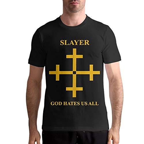 Slayer God Hates Us All Men Fashion Short Sleeve Music Band T_Shirts Shirt Black 3XL