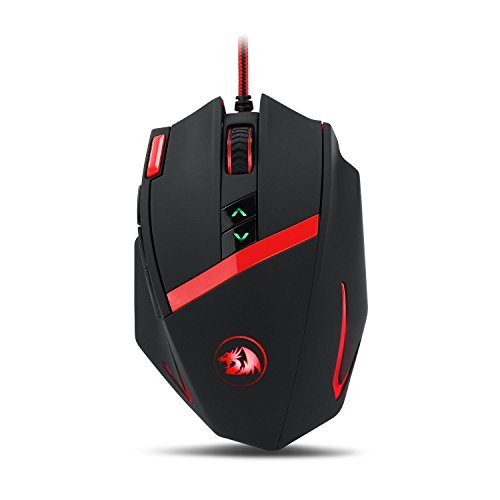 Redragon M801 Gaming Mouse Wired, Programmable 9 buttons, MMO RGB LED Mice, 16400 DPI, Laser Sensor, Omron Switches, Weight Tuning Set, 5 User Profiles for Windows PC Games - Black