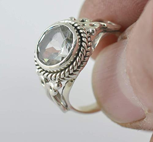 White Topaz Ring_ White Topaz Silver Ring_ 925 Sterling Silver_ Gemstone Ring_ Silver Ring_ White Topaz Silver Ring_ White Ring Size 3_14 US
