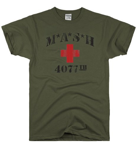 DIRTYRAGZ Men's MASH 4077th MASH Vintage T Shirt L Military Green