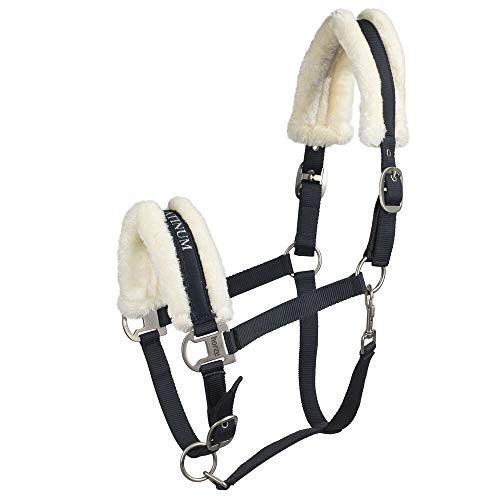 HORZE Howard Padded Fleece Comfortable Adjustable Polyester Horse Halter _ Dark Navy _ Horse