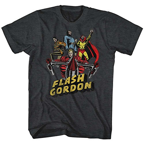 A and E Designs Flash Gordon T_Shirt Characters Black Heather Tee_ XL