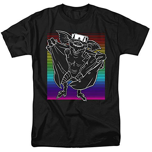 A and E Designs Gremlins 2 T_Shirt Flasher Neon Rainbow Black Tee_ Medium