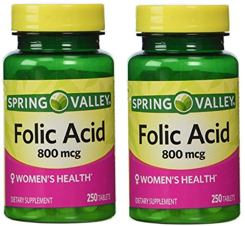 Spring Valley _ Folic Acid 800 mcg_ 500 Tablets_ Twin Pack