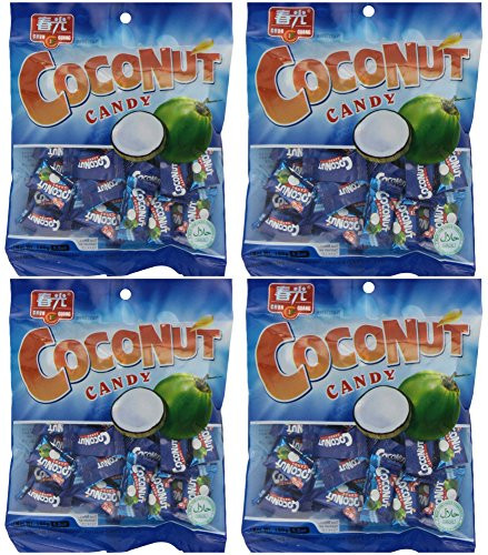 Chun Guang Coconut Hard Candy_ 5.6 oz_ Pack of 4 with FREE Candy Sample