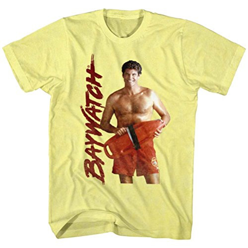 A and E Designs Baywatch Shirtless Hoff T_Shirt_ Yellow_ Medium