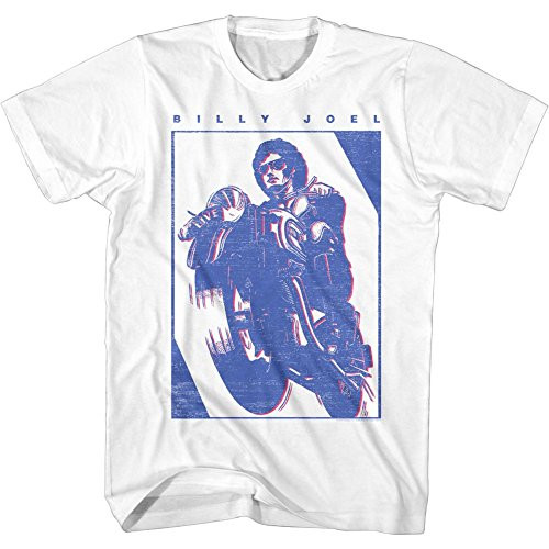 A and E Designs Billy Joel T_Shirt Motorcycle White Tee_ Medium