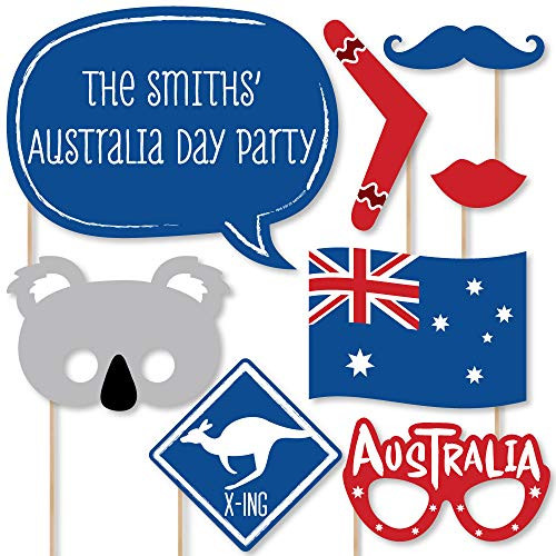 Big Dot of Happiness Custom Australia Day _ Photo Booth Props _ Personalized G Day Mate Aussie Party Supplies _ 20 Selfie Props