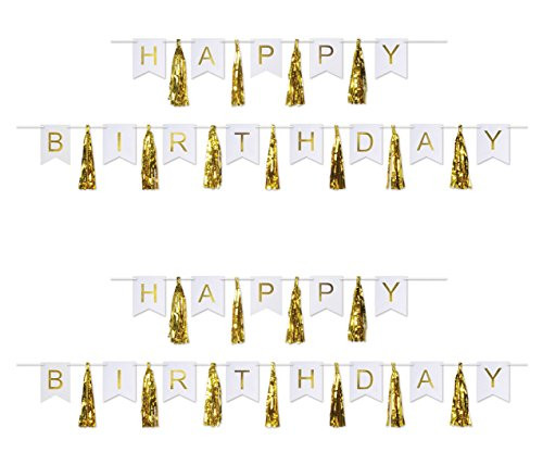 Beistle 59630 birthday tassel streamer Gold/White