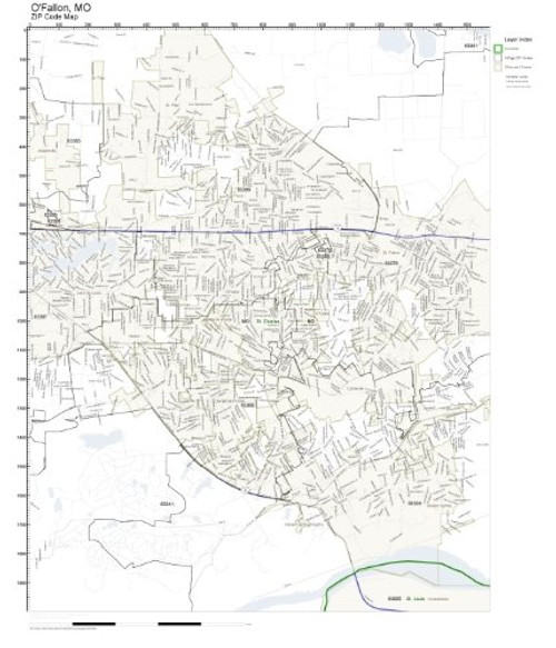 Working Maps Zip Code Wall Map of O'Fallon_ MO Zip Code Map Not Laminated