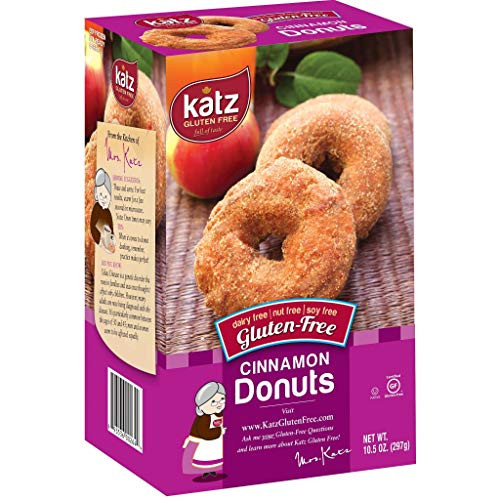 Katz Gluten Free Cinnamon Donuts _ Dairy Free_ Nut Free_ Soy Free_ Gluten Free _ Kosher _3 Packs of 6 Donuts_ 10.5 Ounce Each_ Katz Gluten Free Cinnamon Donuts _ Dairy Free_ Nut Free_ Soy Free_ Gluten Free _ Kosher _3 Packs of 6 Donuts_ 10.5 Ounce Each_