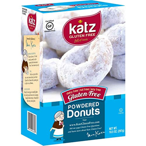 Katz Gluten Free Powdered Donuts _ Dairy Free_ Nut Free_ Soy Free_ Gluten Free _ Kosher _3 Packs of 6 Donuts_ 10.5 Ounce Each_ Katz Gluten Free Powdered Donuts _ Dairy Free_ Nut Free_ Soy Free_ Gluten Free _ Kosher _3 Packs of 6 Donuts_ 10.5 Ounce Each_