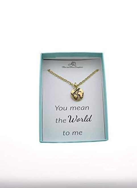 Globe Necklace in 24K Gold Plated Pewter on a Gold Plated Stainless Steel Cable Chain. Earth Charm Pendant. Earth necklace. You mean the world to me. Valentine's Day Gift.