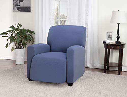 Madison Stretch Jersey Recliner Slipcover, Large, Solid, Blue
