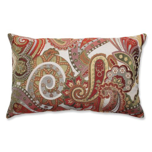 Pillow Perfect Crazy Rosewood Rectangular Throw Pillow, Red