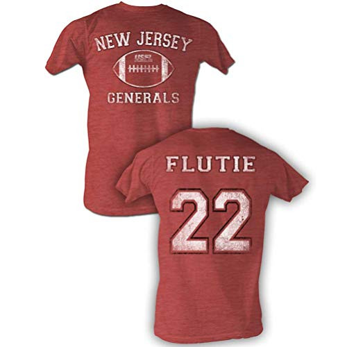 A and E Designs USFL T_Shirt NJ Generals Flutie Red Heather Tee Front  and  Back_ Large