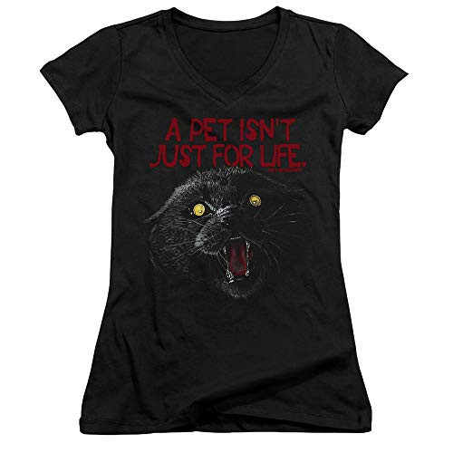 A and E Designs Pet Sematary Juniors V_Neck T_Shirt Pet Isn't for Life Black Medium