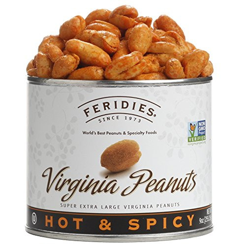 FERIDIES Super Extra Large Hot  and  Spicy Virginia Peanuts _ 9oz Can _Pack of 3_