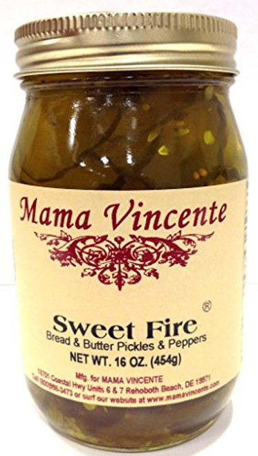Mama Vincente Sweet Fire Bread and Butter Pickles and Peppers _ _2 Pack of 16 Oz. Bottles_ Mama Vincente Sweet Fire Bread and Butter Pickles and Peppers _ _2 Pack of 16 Oz. Bottles_