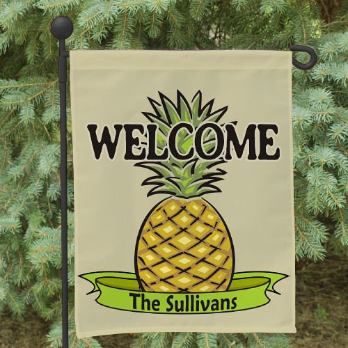 GiftsForYouNow Personalized Pineapple Welcome Double Sided Garden Flag_ 12 1 2 w x 18 h_ Polyester GiftsForYouNow Personalized Pineapple Welcome Double Sided Garden Flag_ 12 1 2 w x 18 h_ Polyester