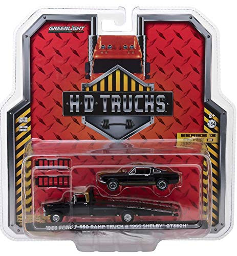 1968 Ford F_350 Ramp Truck and 1966 Shelby GT350H Black with Gold Stripes HD Trucks Series 13 1 64 Diecast Models by Greenlight 33130 A