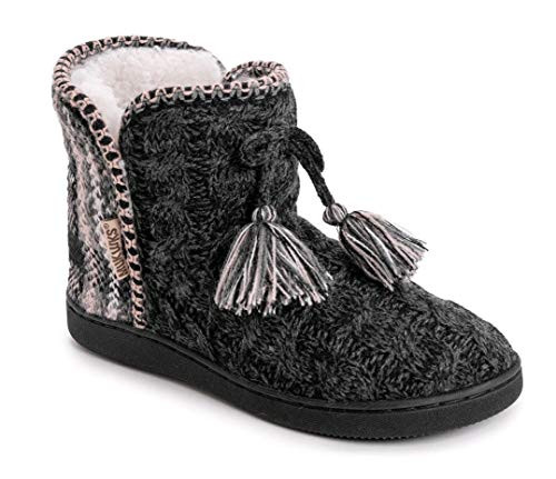 MUK LUKS Black Short Faux Fur Bootie Slipper _ 9 10