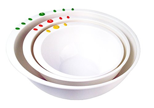 Curious Chef TCC50217 3 Piece Set, Child, Green/White Mixing Bowl
