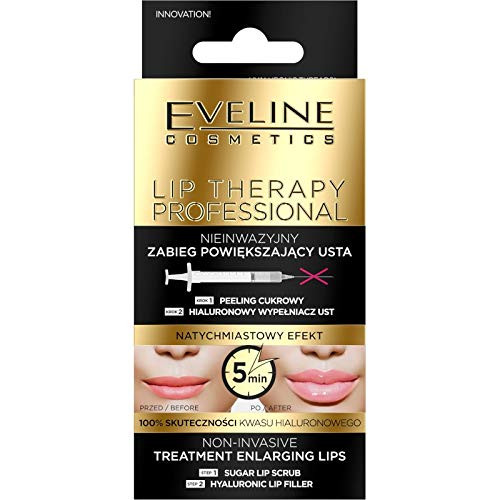 Eveline Cosmetics Lip Therapy Professional Non_invasive Lip Enralging Treatment 2in1_ Sugar Lip Scrub 7ml abd Hyaluronic Lip Filler 12ml