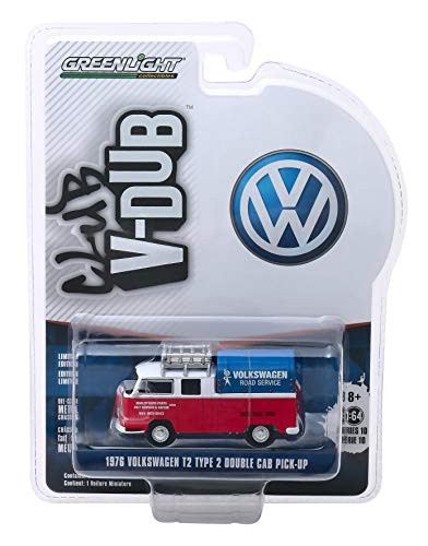 GreenLight 1 64 Club Vee_Dub Series 10_1976 VW Volkswa and gen T2 Type 2 Double Cab Pick_Up with Canopy _ Road Service 29980_E