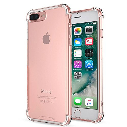 iPhone 8 Plus Case ,iPhone 7 Plus Case, Robson Shock Absorption Technology Bumper Soft TPU Cover Case - Crystal Clear