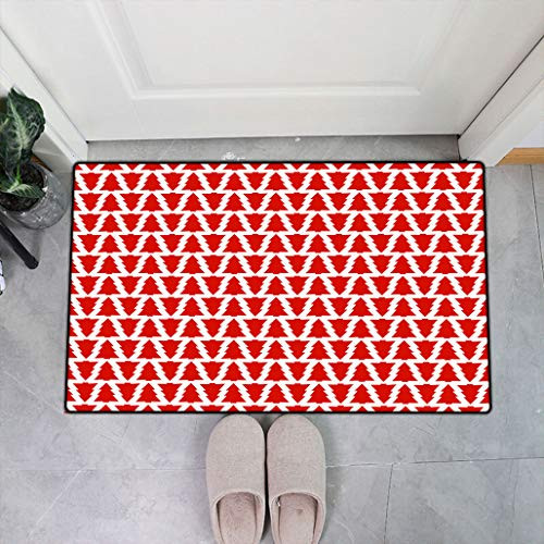 Topodecor Christmas Decor Absorbent Front Doormats_ New Year Pattern with Christmas Trees Holiday Background Art Work Inside Dirt Trapper Mats_ 20 inch  W x 31 inch  L