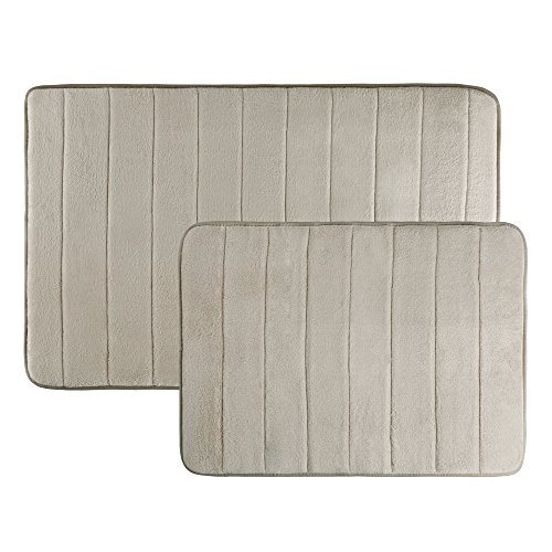 Memory Foam Bath Mats, Non Slip and Fast Dry 2 Piece Bathroom Mat Set- Absorbent Hydro Grip Designed Bath Rug By Lavish Home (Taupe)