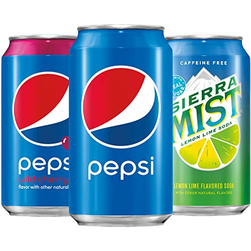 Pepsi Soda Variety Pack_ Pepsi Wild Cherry Pepsi Sierra Mist_ 12 fl Oz. cans _Pack of 18_